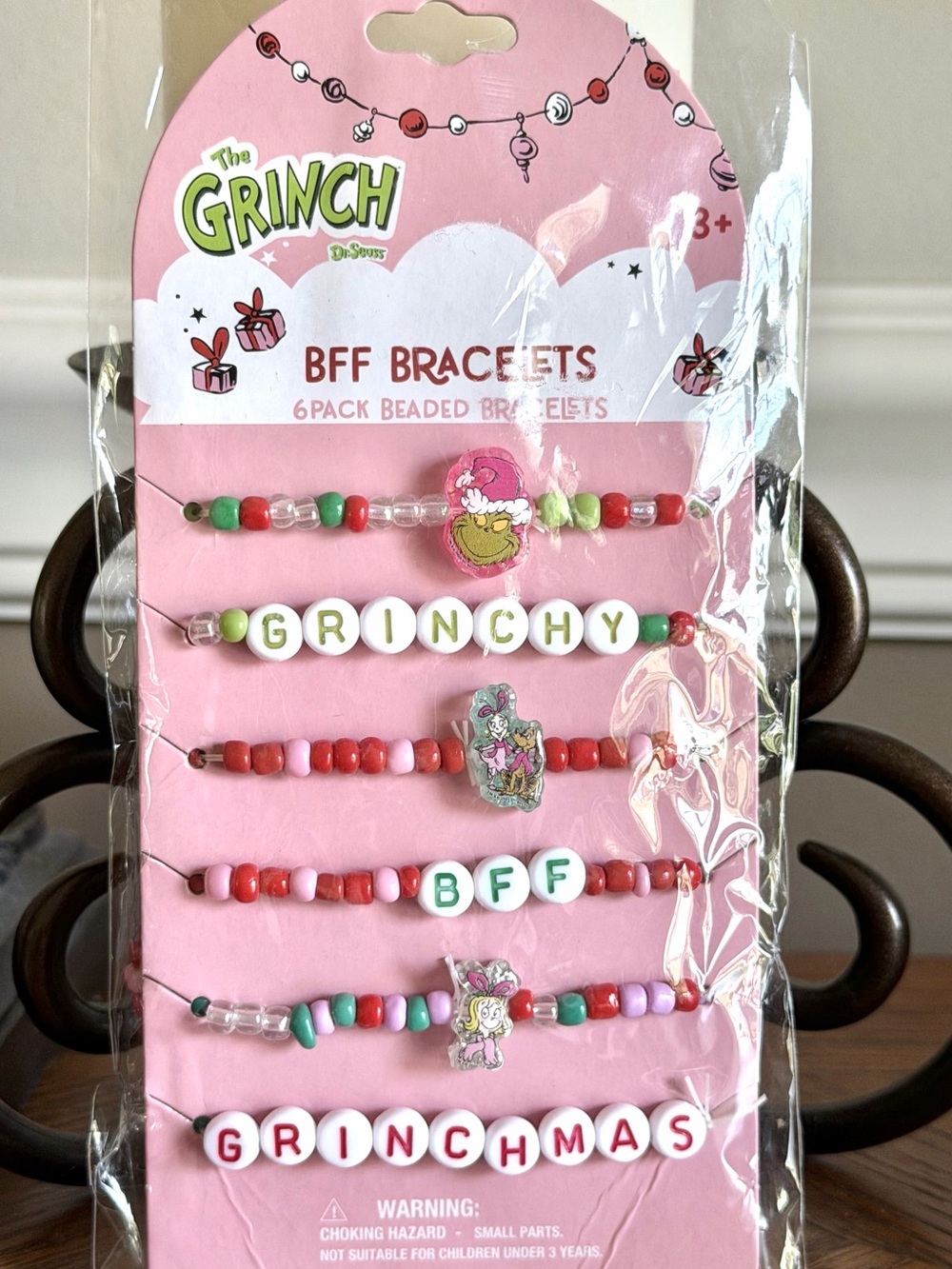 The Grinch Pink BFF Bracelets - 6-Pack  Beaded Bracelets Dr Suess shareable